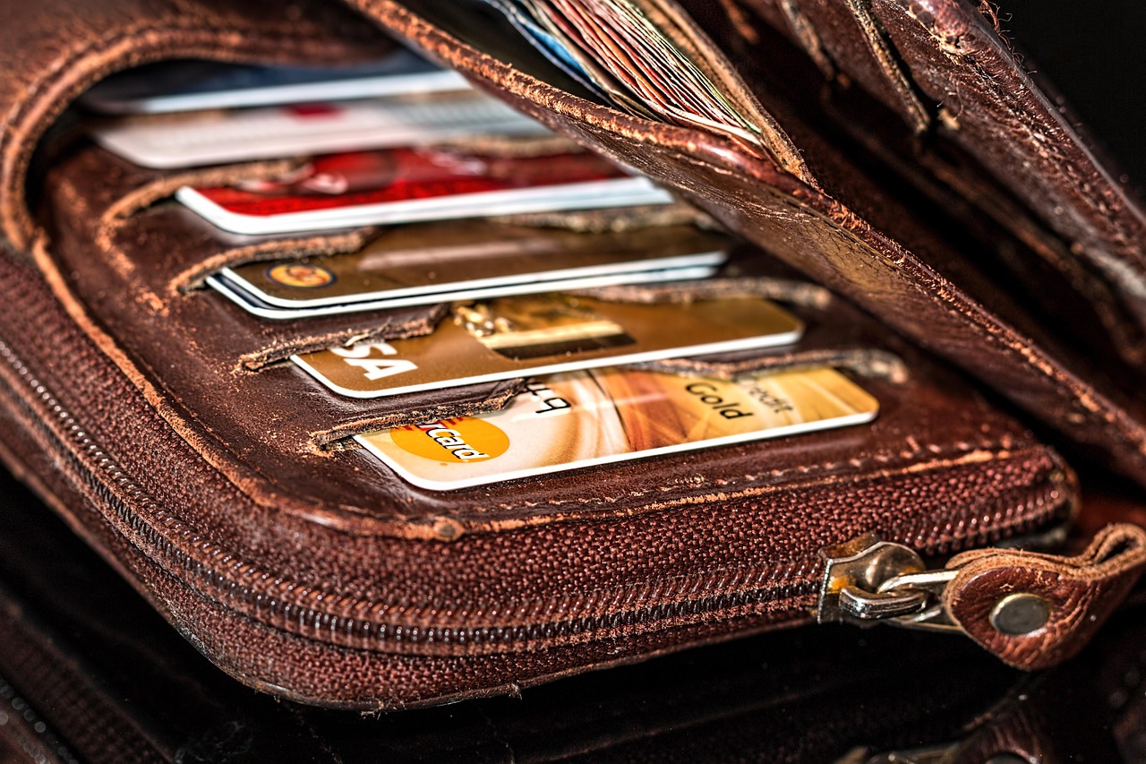 Several credit cards neatly arranged on a table, highlighting different financial options.