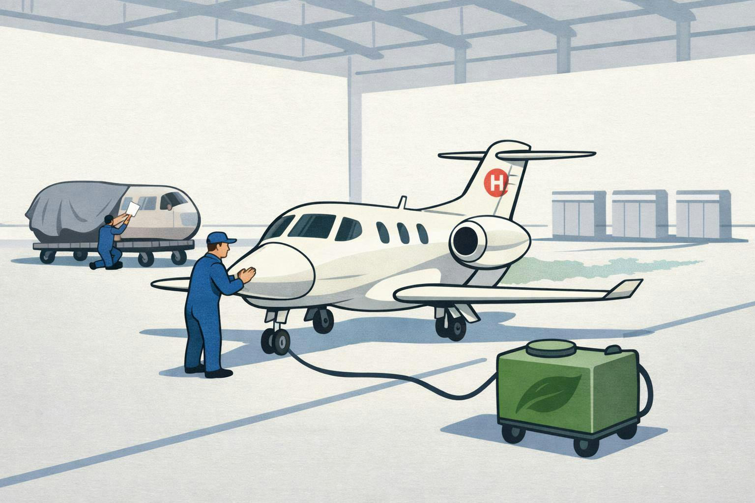 Side profile of a HondaJet with text referring to the company's 2030 profit goals.