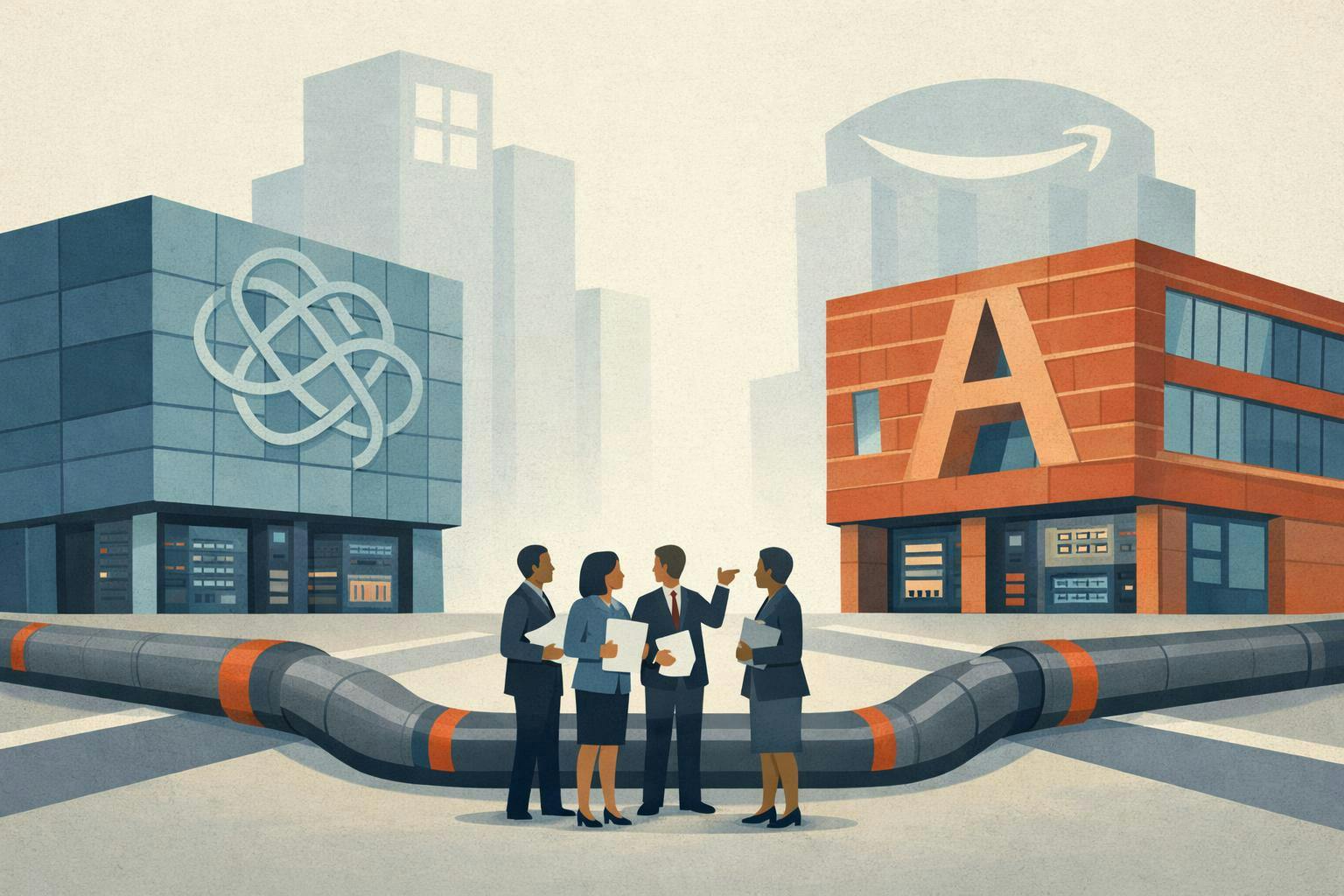 OpenAI and Anthropic logos appearing on a digital news board regarding upcoming IPO talks.