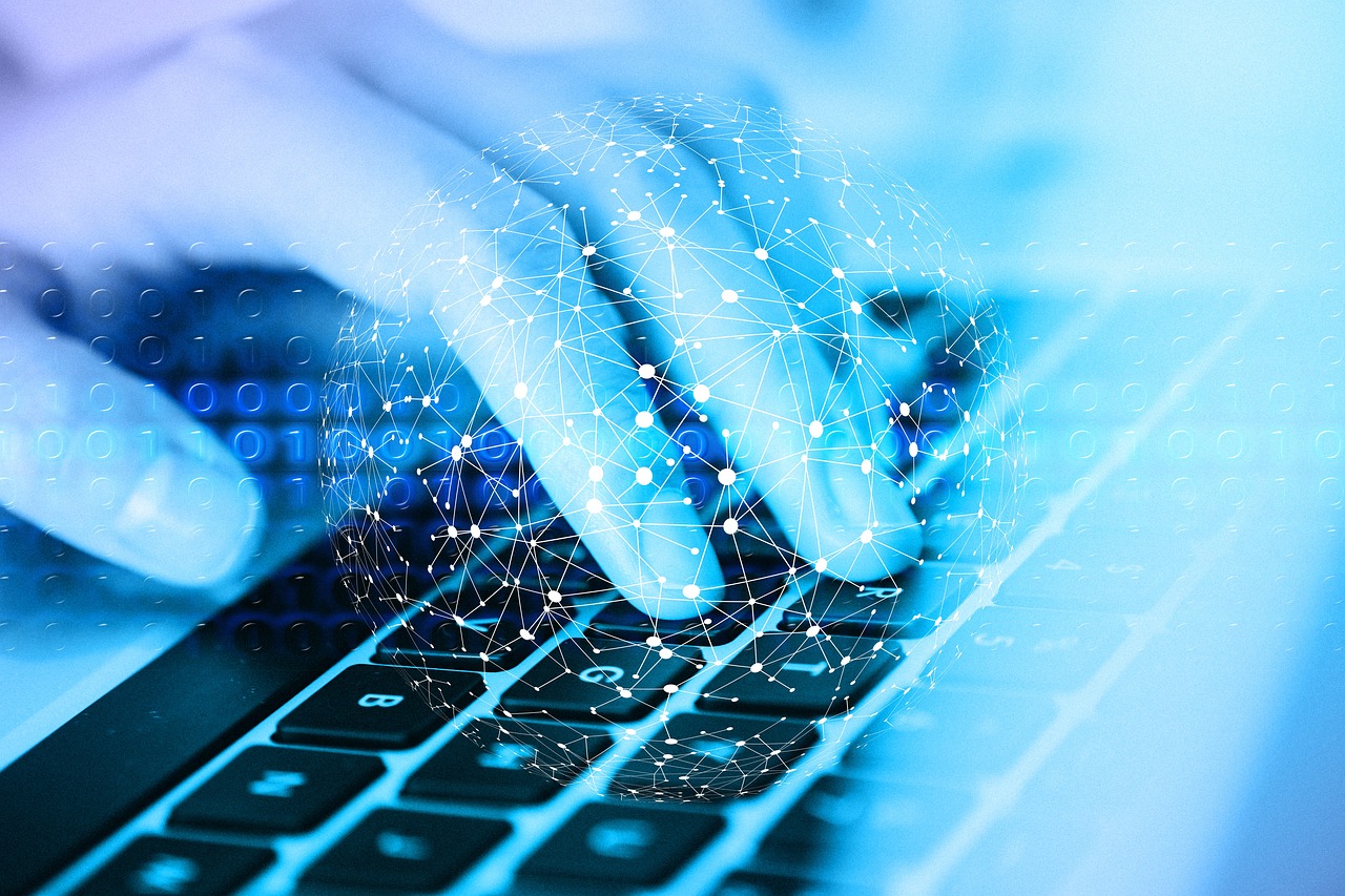 A glowing blue digital map with interconnected nodes representing the automated distribution of funds across a banking network.