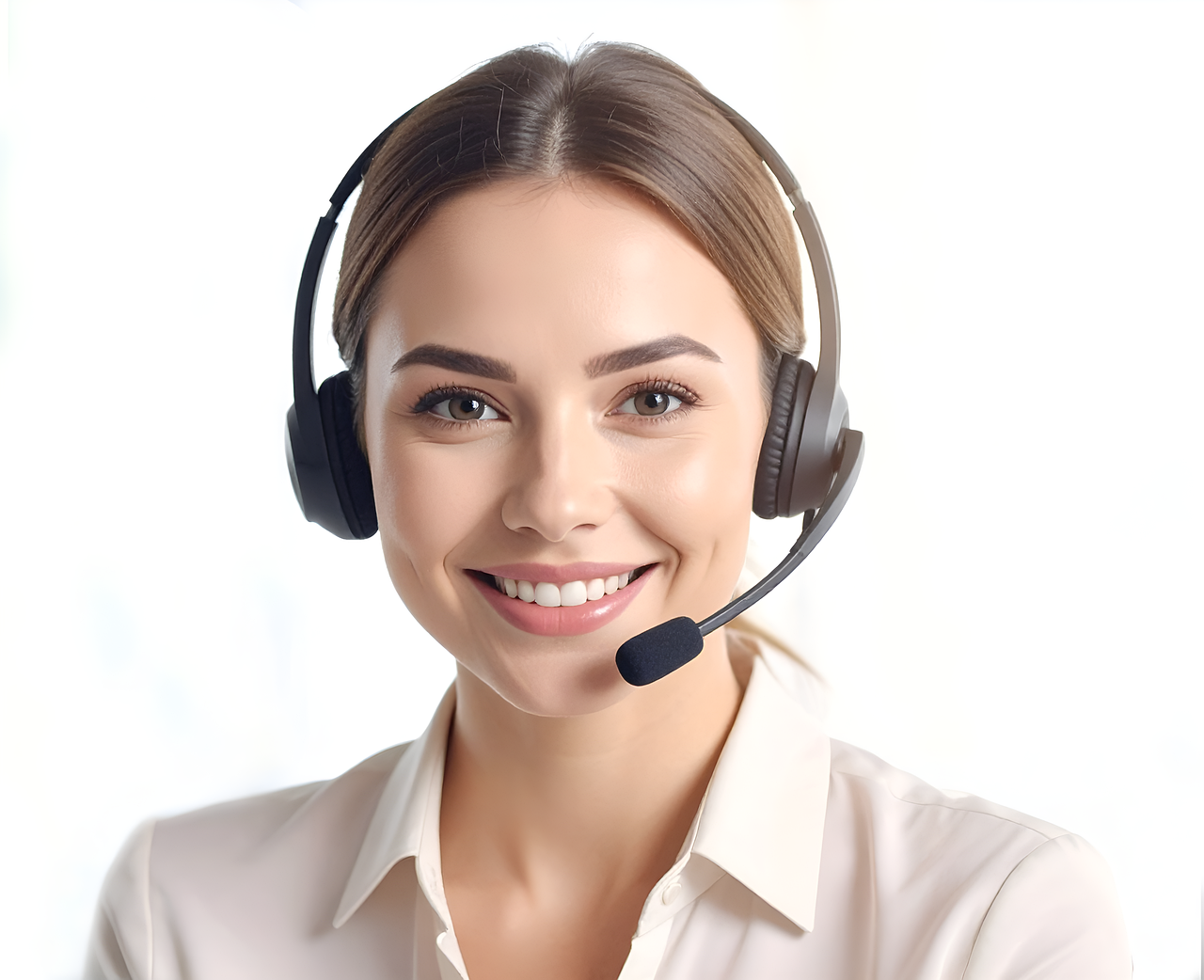 A professional customer service representative helping a client with banking inquiries.