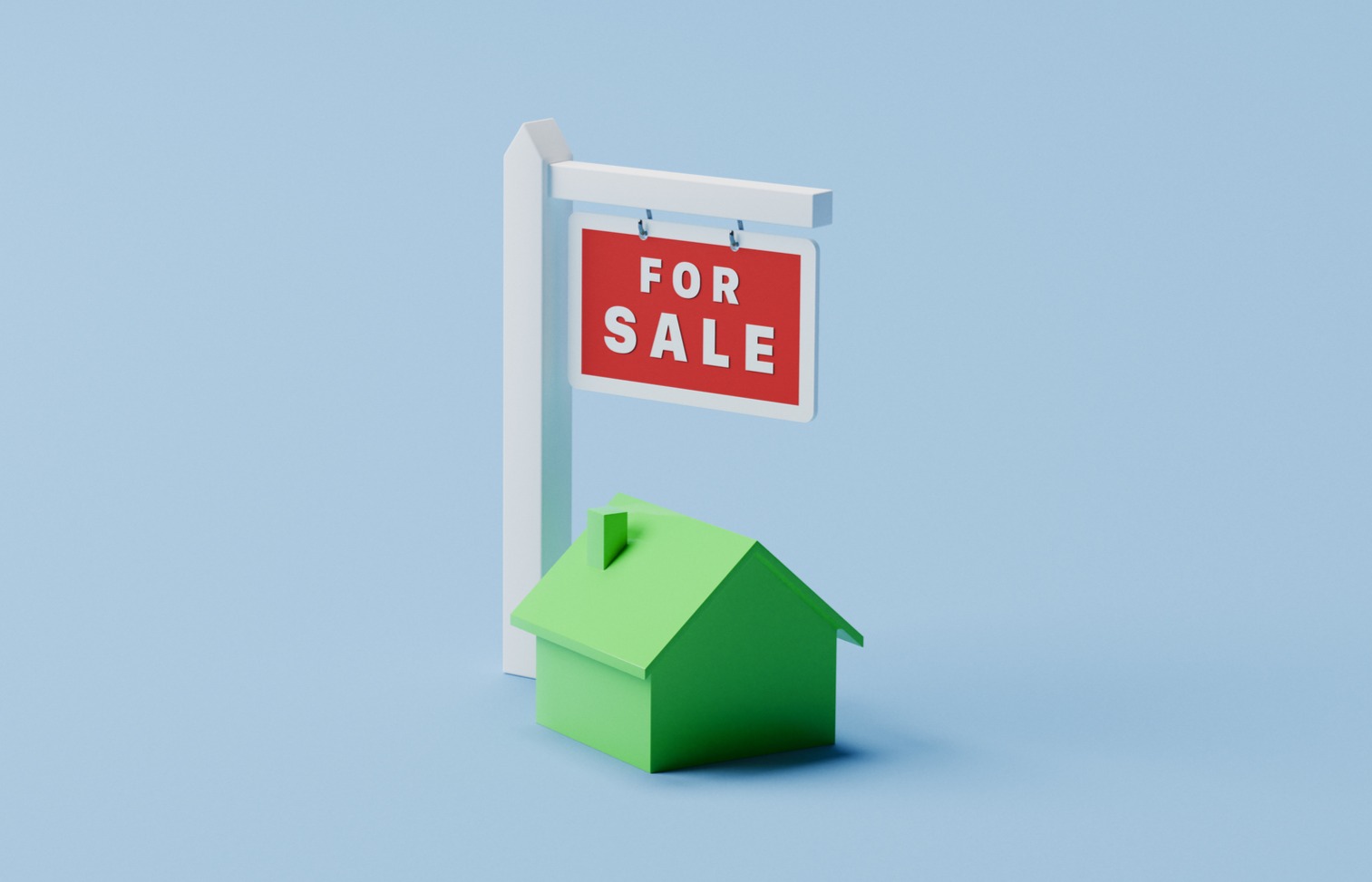 A 'For Sale' sign standing in front of a modern residential property, representing the housing market liquidity.